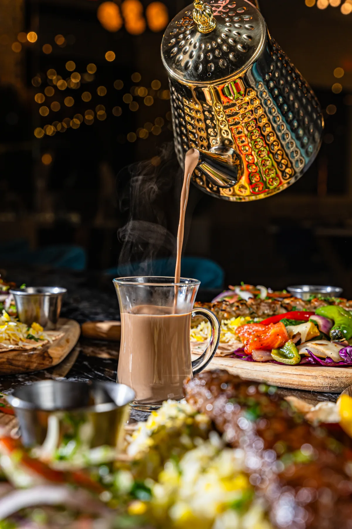 Karak chai, poured