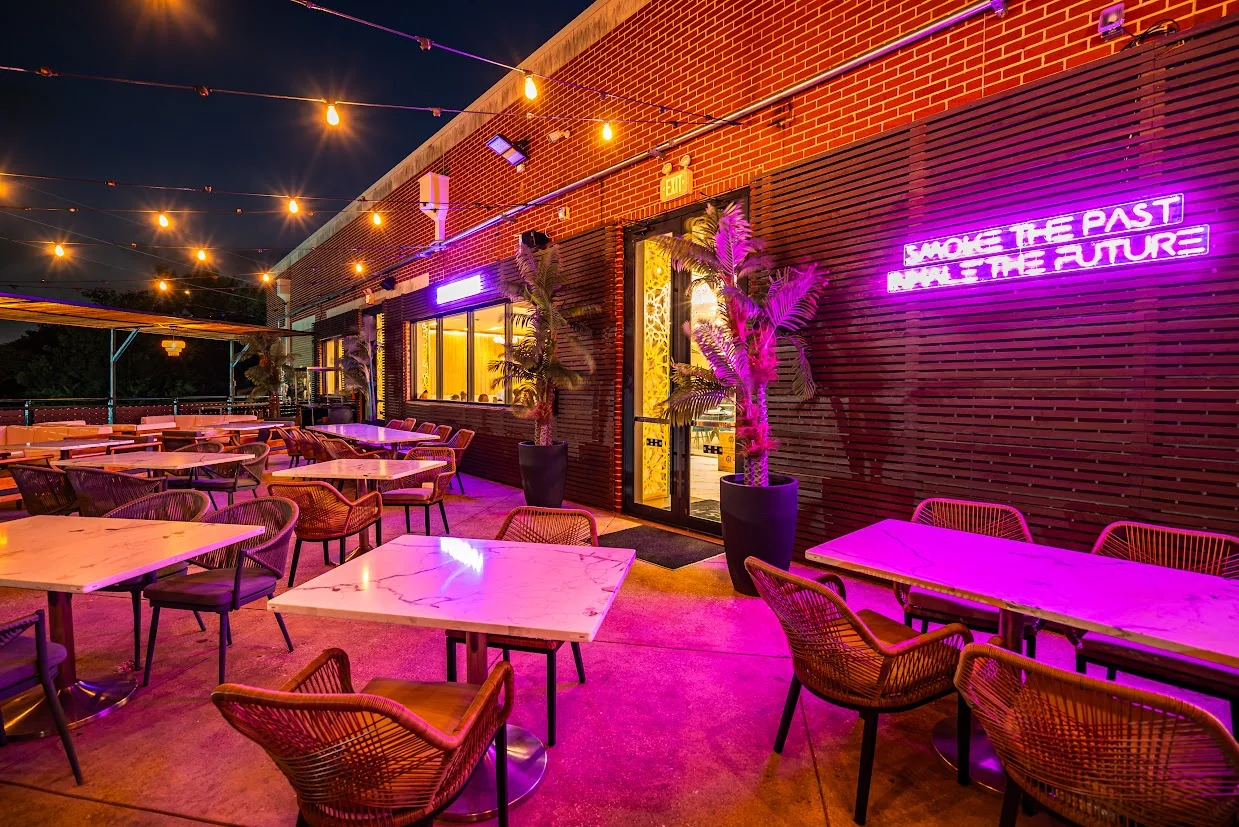 The patio at night